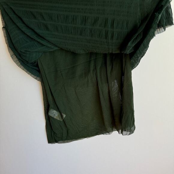 MAX STUDIO Mesh Lace Top In Forrest Green Womens Sz Small Garden Fairy Witchy - Picture 9 of 14